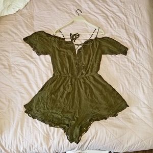 Free People Olive Green Short Romper